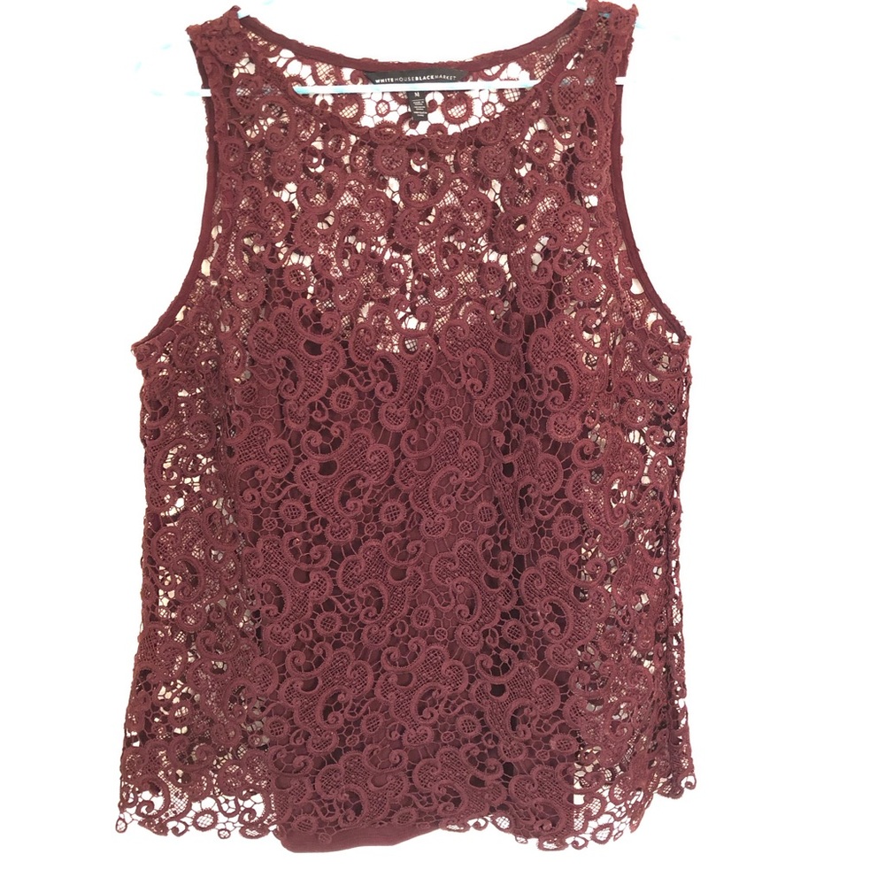 White House Black Market Maroon Lace Top Size 4 With cami